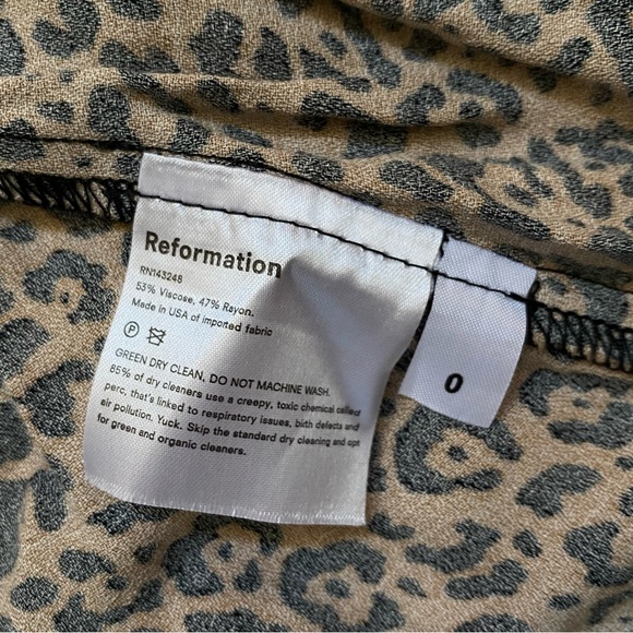 REFORMATION BROWN BLACK BENGAL FLOUNCE LEOPARD PRINT CREPE MINI SKIRT - Picture 5 of 7